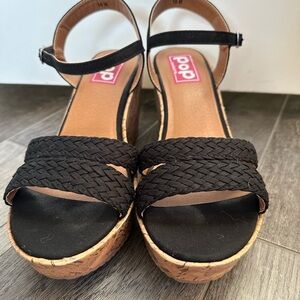 Pop Black Woven Wedge Sandals